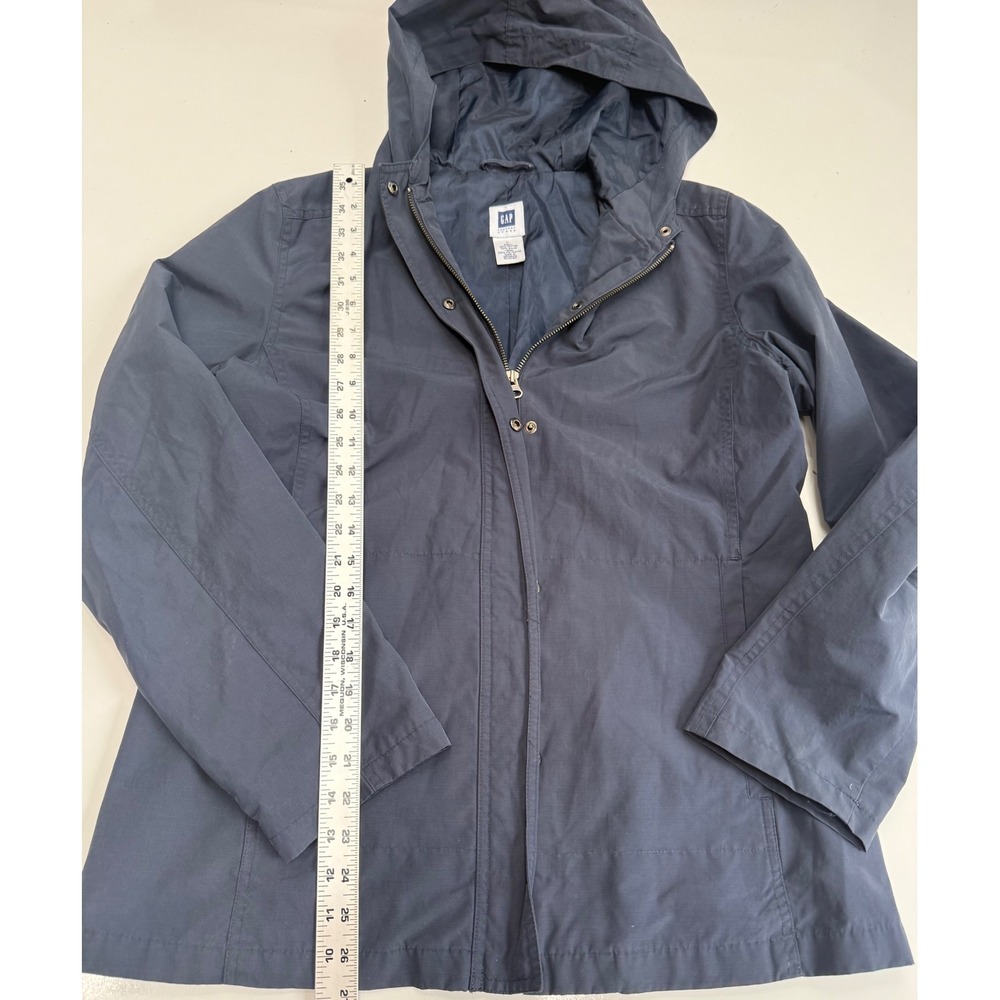 Gap Womens Navy Blue Hooded Windbreaker Full Zip Jacket Size M - Picture 2 of 4